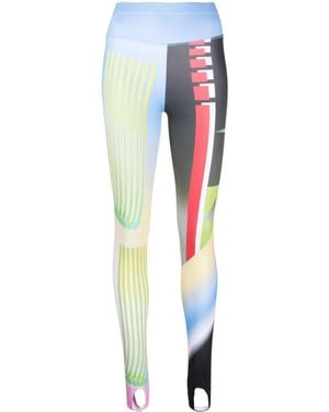 Chopova Lowena Abstract-Print Stirrup-Cuffs Leggings - Blue