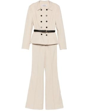 Self-Portrait Double-Breasted Belted Jumpsuit - White