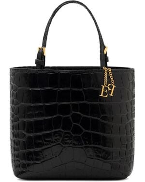 Elisabetta Franchi Borsa Tote Mini Con Effetto Coccodrillo - Nero