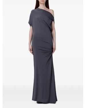 120% Lino Asymmetric Knot-Detail Maxi Dress - Blue