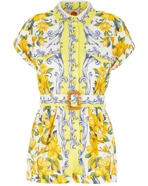 FARM Rio Lemon-Print Jumpsuit - Yellow