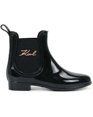 KARL LAGERFELD Logo-Plaque Boots - Black