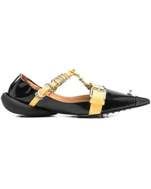 13 09 SR Patsy Pointed-Toe Buckled Ballet Flats - Black