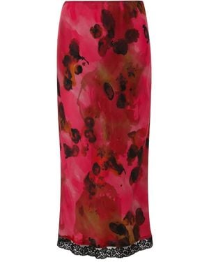 Victoria Beckham Lace Trim Slip ミディスカート - レッド