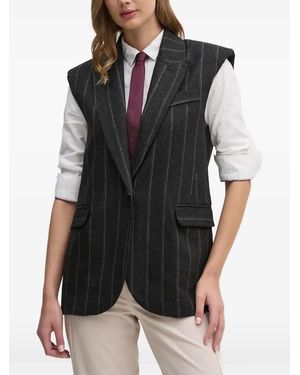 La Petite Francaise Valide Pinstripe Sleeveless Waistcoat - Black