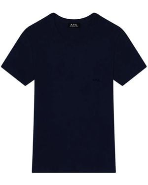 A.P.C. Logo-Embroidered Fitted T-Shirt - Blue