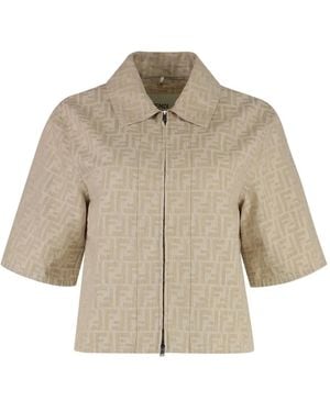 Fendi Jack Met Rits En Ff-Patroon - Naturel