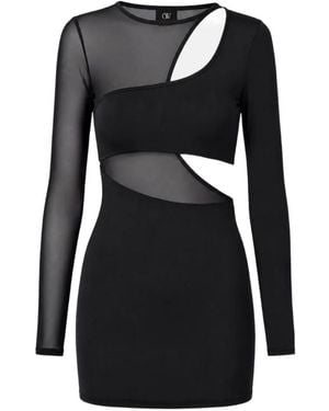 OW Collection Robe Courte Kari En Résille À Découpes - Black
