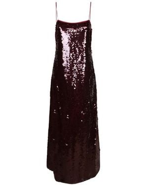 Alberta Ferretti Sequin-Embellished Spaghetti-Strap Dress - Purple