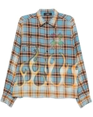Amiri Ma Quad Flames Flannel Shirt - Blue