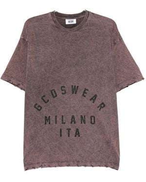 Gcds Distressed-Effect Graphic-Print T-Shirt - Purple