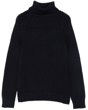 Base London Gerippter Rollkragenpullover - Blau