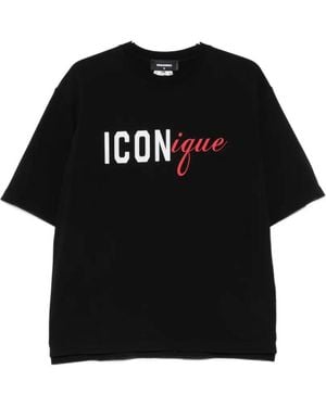 DSquared² Iconique-Print T-Shirt - Black