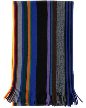 Paul Smith Signature-Stripe Fringed Scarf - Blue