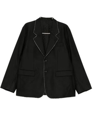 MASTERMIND WORLD Contrast-Stitched Notched-Lapel Jacket - Black