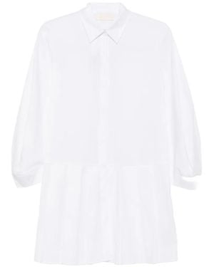 iBlues Pleated Long-Sleeve Mini Dress - White