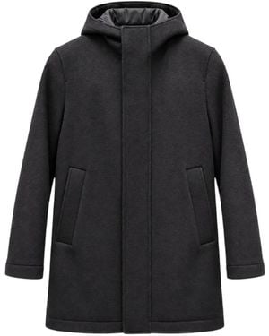 Manuel Ritz Hooded Concealed-Fastening Coat - Black