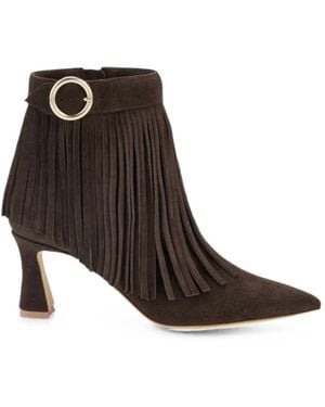 Malone Souliers Bottines Donni En Daim À Franges - Black
