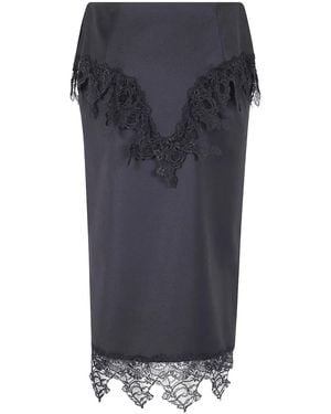 Blumarine Falda de tubo midi con ribete de encaje - Gris