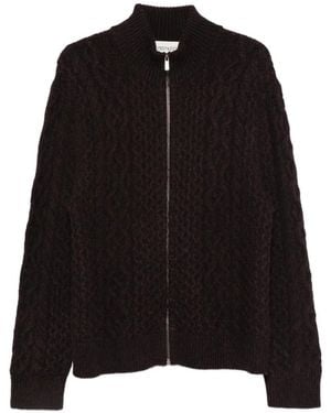 Bompard Cable-Knit Zip-Up Cardigan - Black