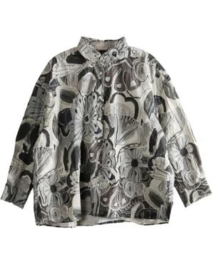 Casey Casey Manon Floral-Print Cotton Shirt - Grey