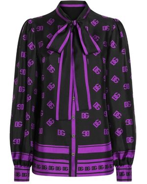 Dolce & Gabbana Logo-Print Blouse - Purple