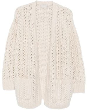 Hemisphere Open-Knit Patch-Pockets Cardigan - White