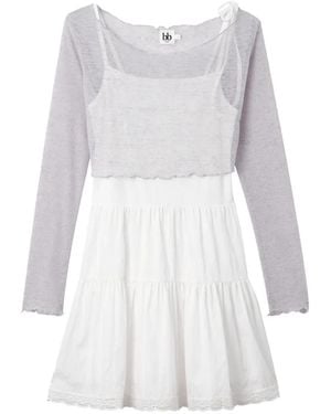 B+ AB Lace-Detail Sleeveless Mini Dress - White