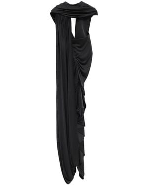 Loewe Knotted-Detail Draped-Design Dress - Black