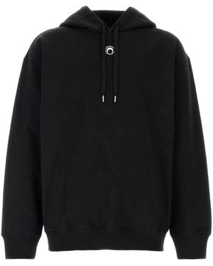 Marine Serre Embroidered Logo Hoodie - Black