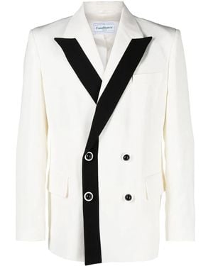 CASABLANCA Contrast-Lapel Double-Breasted Blazer - Black