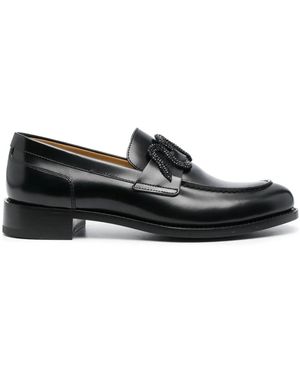 Rene Caovilla Mocasines Con Apliques De Cristal - Negro