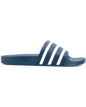 adidas Adilette Striped-Strap Slides - Blue