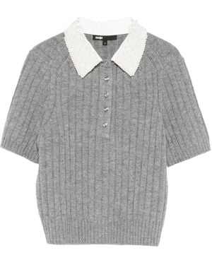 Maje Removable-Collar Sweatshirt - Gray