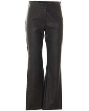 RUE DU BAC Leather-Effect Flared Pants - Black