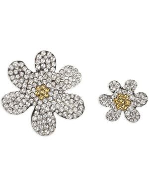 Marni Pins Asymétriques À Ornements En Cristal - White