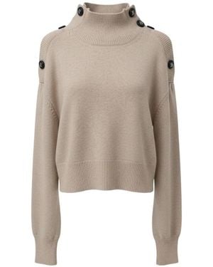 John Richmond Button-Embellished High-Neck Sweater - Natural