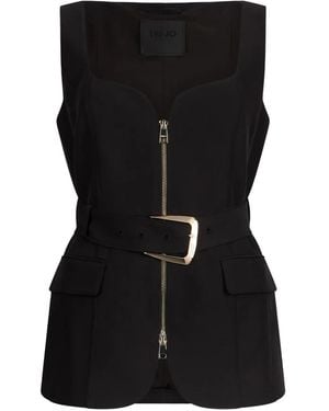 Liu Jo Sweetheart-Neckline Belted Waistcoat - Black