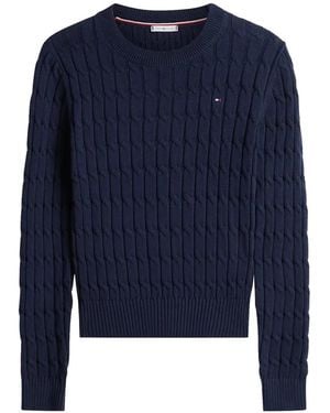 Tommy Hilfiger Cable-Knit Crew-Neck Jumper - Blue