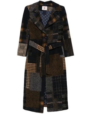 Bye Patchwork Belted Coat - Black