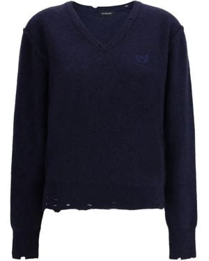 Balenciaga Embroidered-Logo Jumper - Blue