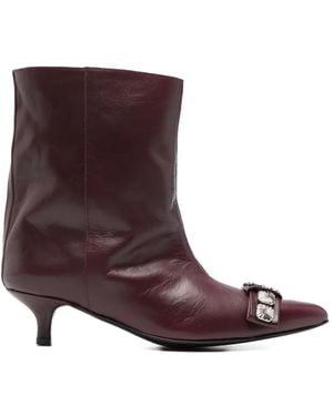 Toga Toe-Embellished Leather Boots - Purple