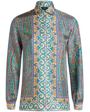 Etro Paisley-Print Silk Shirt - Blue