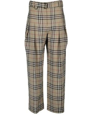 Burberry Karierte Bundfaltenhose - Grau