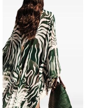 Johanna Ortiz Amazon Zebra-Print Kimono - Green