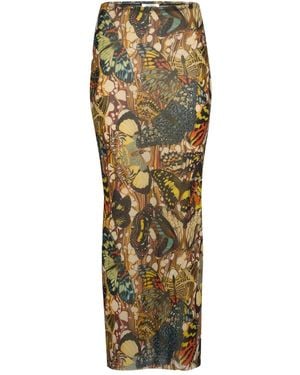 Jean Paul Gaultier Printed Maxi Skirt - Metallic