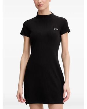 Guess Mini Lavinia Logo-Embroidered Ribbed-Knit Dress - Black