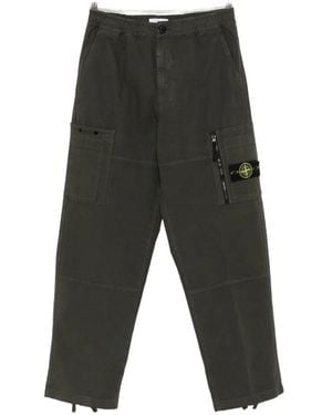 Stone Island Pantaloni Cargo Con Patch Logo - Grey