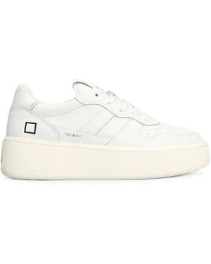 Date Court Platform Leather Trainers - White