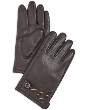 Polo Ralph Lauren Knit Lined Leather Gloves - Grey